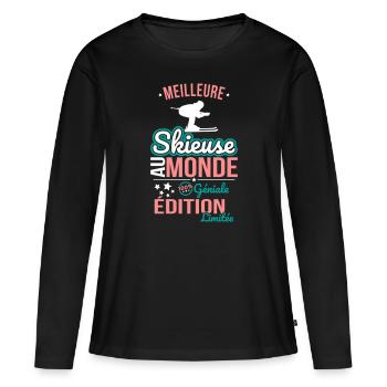Beste Skifahrerin der Welt - 100% Awesome - Frauen Premium Bio Langarmshirt - Schwarz - Vorne - Julia (174cm)