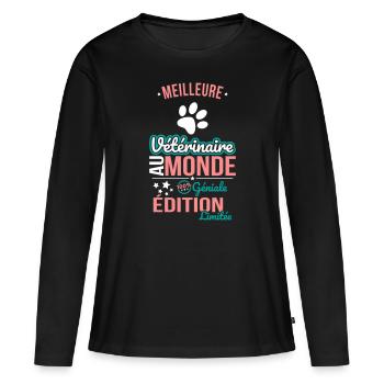 Bester Tierarzt der Welt - 100% genial - Frauen Premium Bio Langarmshirt - Schwarz - Vorne - Julia (174cm)