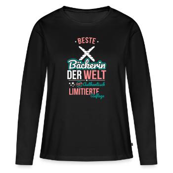 Best Baker in the World - 100% Authentic - Women's Premium Organic Long Sleeve Shirt - black - Front - Julia (174cm)