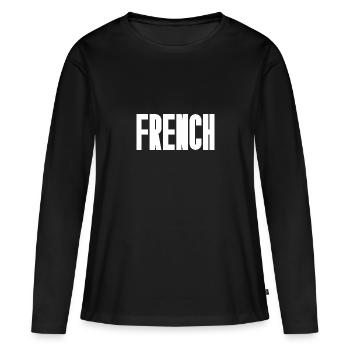 Français - T-shirt manches longues Premium bio Femme - noir - Devant - Julia (174cm)