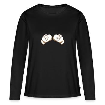Boxhandschuhe - Frauen Premium Bio Langarmshirt - Schwarz - Vorne - Julia (174cm)