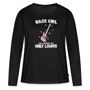 Bass girl Bassgitarre E-Gitarristin Geschenkidee - Frauen Premium Bio Langarmshirt - Schwarz - Vorne - Julia (174cm)
