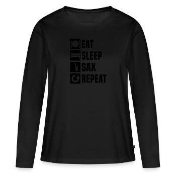 Saxophoniste Hommes Saxophoniste Saxophoniste - T-shirt manches longues Premium bio Femme - noir - Devant - Julia (174cm)