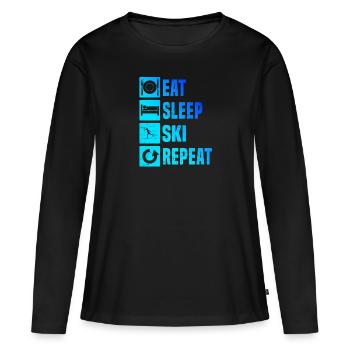 Ski de fond Ski de fond classique Ski de fond Patinage de fond - T-shirt manches longues Premium bio Femme - noir - Devant - Julia (174cm)