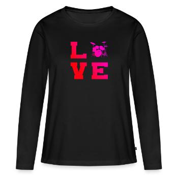 Batteur Batteur Batterie - T-shirt manches longues Premium bio Femme - noir - Devant - Julia (174cm)