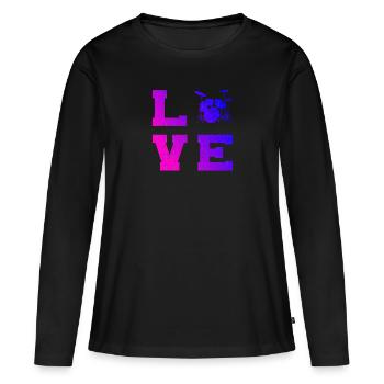 Tambours Femmes Batteur Percussion - T-shirt manches longues Premium bio Femme - noir - Devant - Julia (174cm)