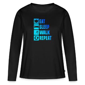 Nordic Walker Walken Damen Walking Herren - Frauen Premium Bio Langarmshirt - Schwarz - Vorne - Julia (174cm)