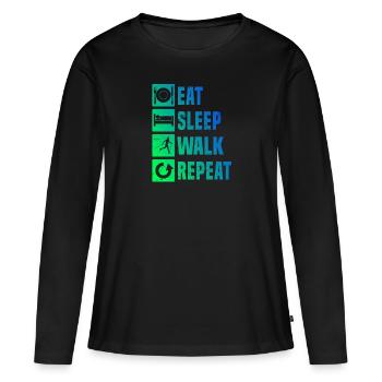 Herren Nordic Walker Walking Walker Nordic Walking - Frauen Premium Bio Langarmshirt - Schwarz - Vorne - Julia (174cm)