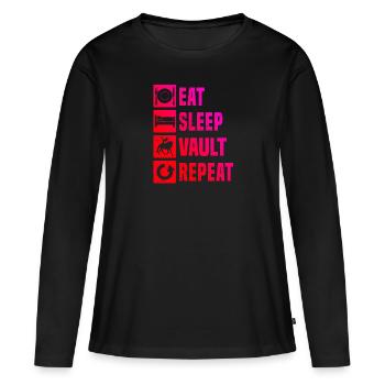 Gymnastique équine féminine de performance équestre - T-shirt manches longues Premium bio Femme - noir - Devant - Julia (174cm)