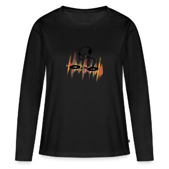 Stick figure DJ - Musicwaves - T-shirt manches longues Premium bio Femme - noir - Devant - Julia (174cm)