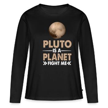 Planète Pluton - T-shirt manches longues Premium bio Femme - noir - Devant - Julia (174cm)