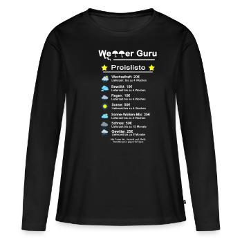 Météo Gourou Liste de prix Météo - T-shirt manches longues Premium bio Femme - noir - Devant - Julia (174cm)