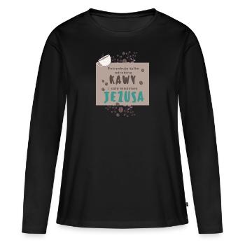 Juste un petit café et beaucoup de Jésus - T-shirt manches longues Premium bio Femme - noir - Devant - Julia (174cm)