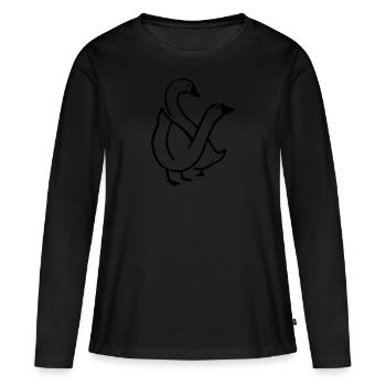 Gans - Frauen Premium Bio Langarmshirt - Schwarz - Vorne - Julia (174cm)