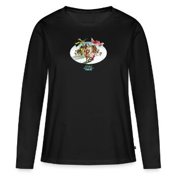 STORM oder die Erfindung des Fußballs - Frauen Premium Bio Langarmshirt - Schwarz - Vorne - Julia (174cm)