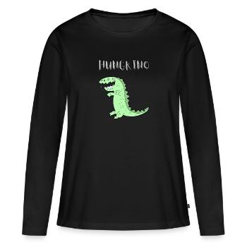 HUNGRINO le dinosaure affamé - T-shirt manches longues Premium bio Femme - noir - Devant - Julia (174cm)