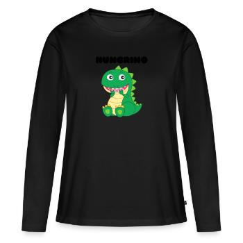 HUNGRINO le dinosaure affamé - T-shirt manches longues Premium bio Femme - noir - Devant - Julia (174cm)
