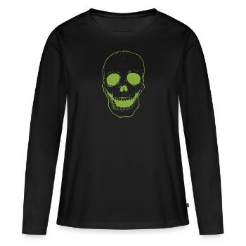 Crâne vert - T-shirt manches longues Premium bio Femme - noir - Devant - Julia (174cm)