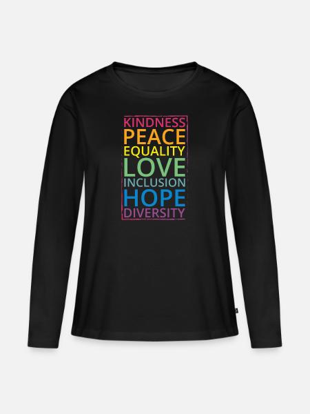 Diversity-Appell, Frieden, Liebe - Frauen Premium Bio Langarmshirt - Schwarz
