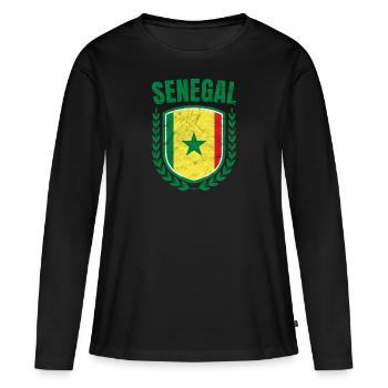 Sénégal - T-shirt manches longues Premium bio Femme - noir - Devant - Julia (174cm)