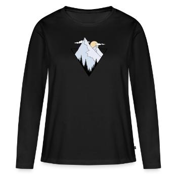 Mountain logo, mountain design - Women's Premium Organic Long Sleeve Shirt - black - Front - Julia (174cm)
