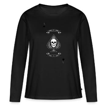 As de pique - T-shirt manches longues Premium bio Femme - noir - Devant - Julia (174cm)