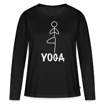 Exercice de yoga - T-shirt manches longues Premium bio Femme - noir - Devant - Julia (174cm)
