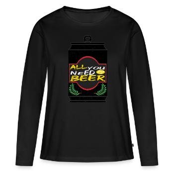 Bière Buveur de bière Bouteille de bière en canette de bière - T-shirt manches longues Premium bio Femme - noir - Devant - Julia (174cm)