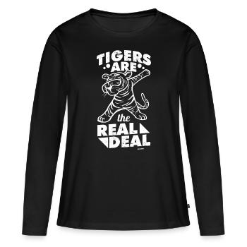 cooler Tiger aus Asien - Frauen Premium Bio Langarmshirt - Schwarz - Vorne - Julia (174cm)