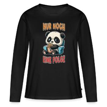 Série Junkie Series Marathon Panda Popcorn Canapé - T-shirt manches longues Premium bio Femme - noir - Devant - Julia (174cm)