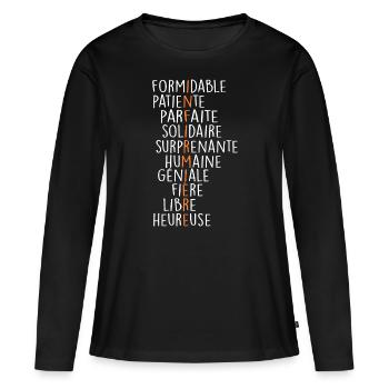 Définition infirmière - T-shirt manches longues Premium bio Femme - noir - Devant - Julia (174cm)
