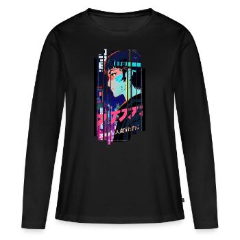Cyborg Woman kanji futuristique - T-shirt manches longues Premium bio Femme - noir - Devant - Julia (174cm)