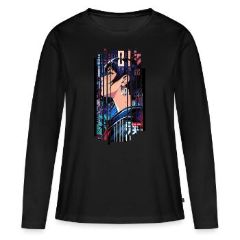 Cyborg Woman futuristique - T-shirt manches longues Premium bio Femme - noir - Devant - Julia (174cm)