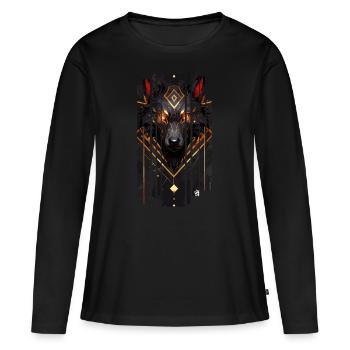 Cyborg loup doré - T-shirt manches longues Premium bio Femme - noir - Devant - Julia (174cm)
