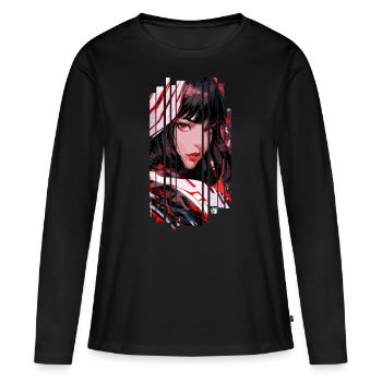 Cyborg Woman blanc kanji - T-shirt manches longues Premium bio Femme - noir - Devant - Julia (174cm)
