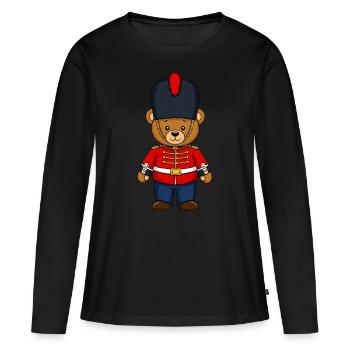 Ours en peluche Garde d’honneur britannique Police - T-shirt manches longues Premium bio Femme - noir - Devant - Julia (174cm)