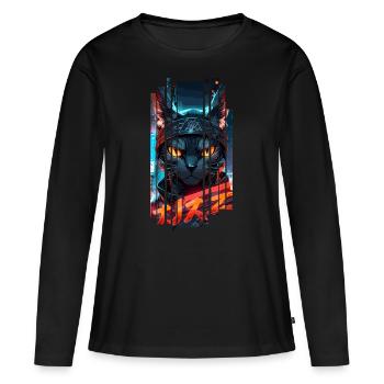 Cyber-Chat Stadtstadt Neon - Frauen Premium Bio Langarmshirt - Schwarz - Vorne - Julia (174cm)
