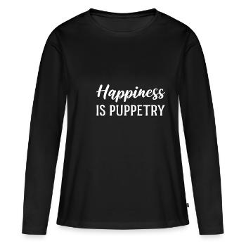 Happiness is Puppetry Entertainer Gift - Women's Premium Organic Long Sleeve Shirt - black - Front - Julia (174cm)