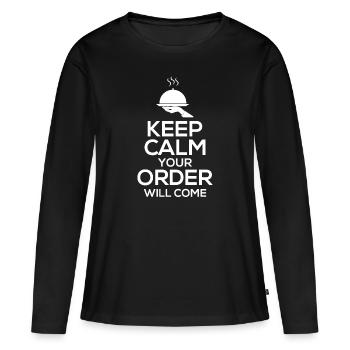 Kellnerin Spruch Bedienung Servicekraft - Frauen Premium Bio Langarmshirt - Schwarz - Vorne - Julia (174cm)