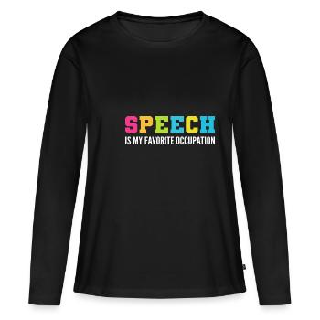 Activité préférée Orthophoniste Cadeau - T-shirt manches longues Premium bio Femme - noir - Devant - Julia (174cm)