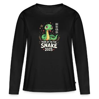 Fête du Nouvel An, Chine du Nouvel An, Année du Serpent - T-shirt manches longues Premium bio Femme - noir - Devant - Julia (174cm)