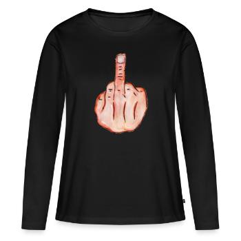 middle finger - Women's Premium Organic Long Sleeve Shirt - black - Front - Julia (174cm)