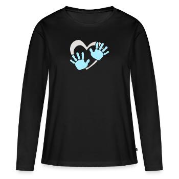 Empreinte de main de cœur de bébé - T-shirt manches longues Premium bio Femme - noir - Devant - Julia (174cm)