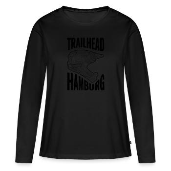 T-shirt VTT Trailhead Hambourg - T-shirt manches longues Premium bio Femme - noir - Devant - Julia (174cm)