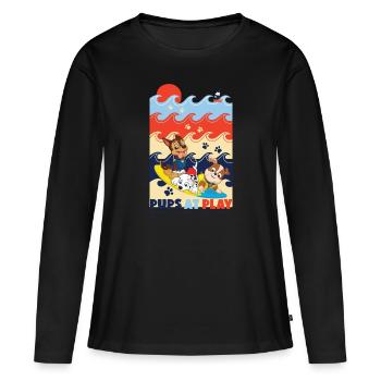 Paw Patrol 'Pups At Play' Rubble Chase Marshall - Frauen Premium Bio Langarmshirt - Schwarz - Vorne - Julia (174cm)