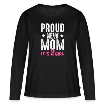 Stolze neue Mutter Es ist ein Mädchen Baby Geschlecht Enthüllung - Frauen Premium Bio Langarmshirt - Schwarz - Vorne - Julia (174cm)