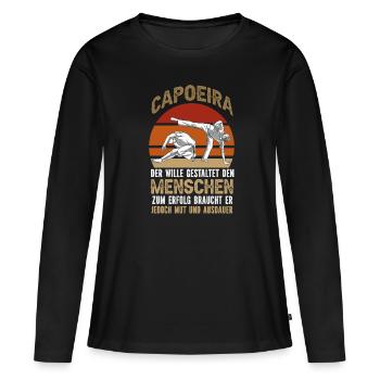 Capoeira, volonté, courage et persévérance. - T-shirt manches longues Premium bio Femme - noir - Devant - Julia (174cm)