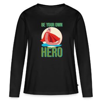 Earthworm Superhero Hero Cape Puddle Gift - T-shirt manches longues Premium bio Femme - noir - Devant - Julia (174cm)