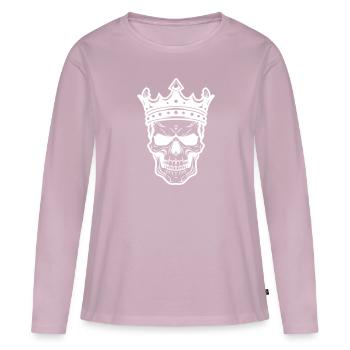 Crâne de roi - T-shirt manches longues Premium bio Femme - rose poudré - Devant - Julia (174cm)