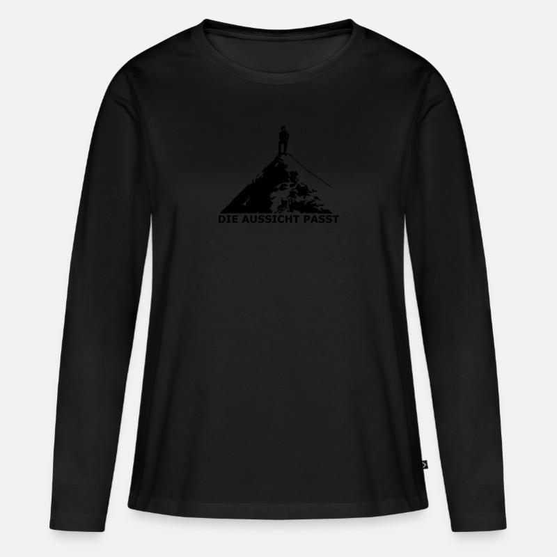 Ortler - Frauen Premium Bio Langarmshirt - Schwarz